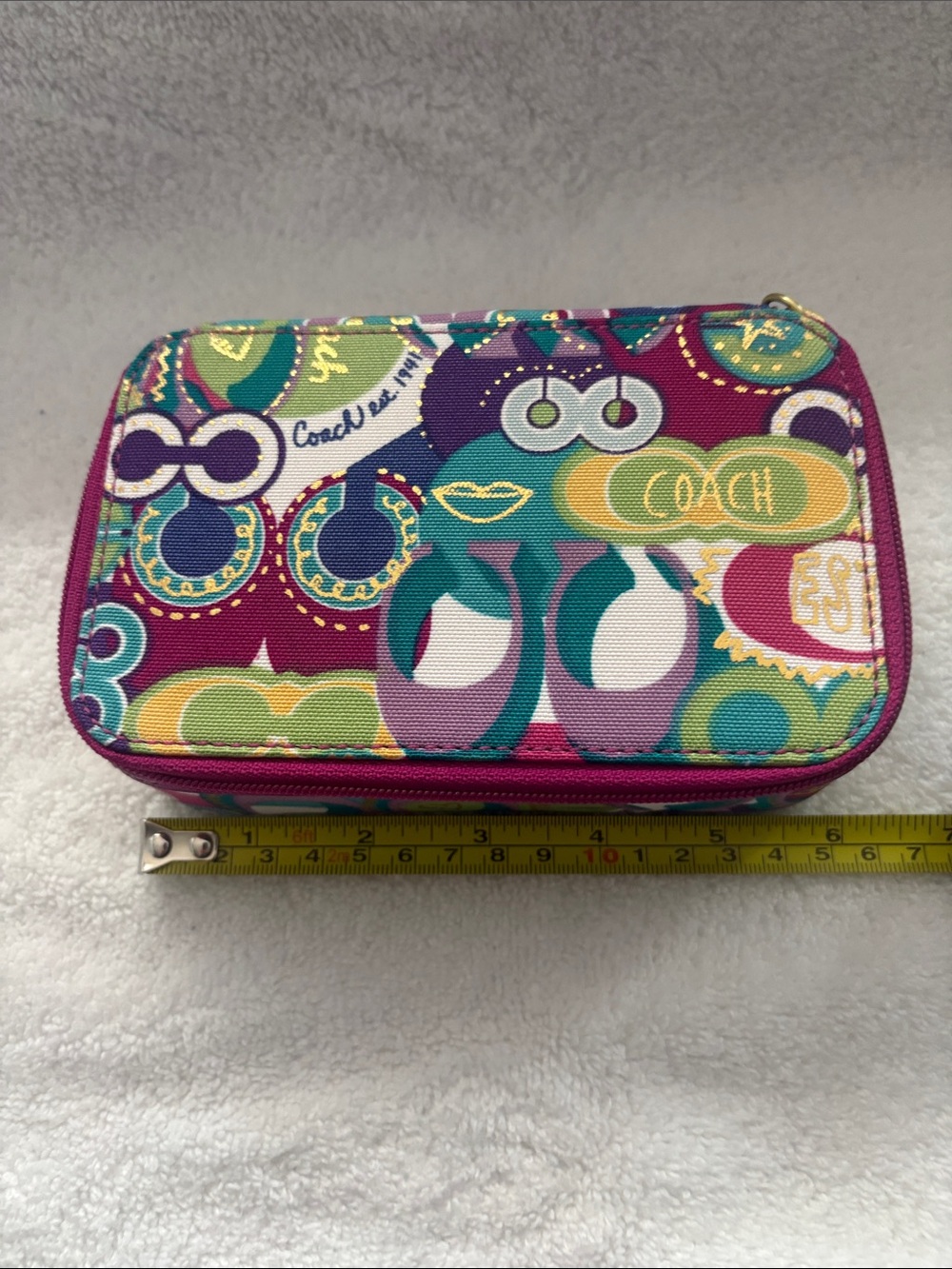 COACH Kids Multicolor Printed Zip Pouch - Pink & Teal